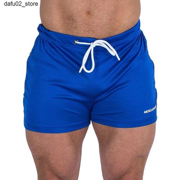 Pantanos cortos para hombres entrenamiento gimnasios fitness pantanos cortos azules de maratón de maratón de secado rápido joggers culturismo de carreras de carreras entrenamiento de pantalones cortos Q240416