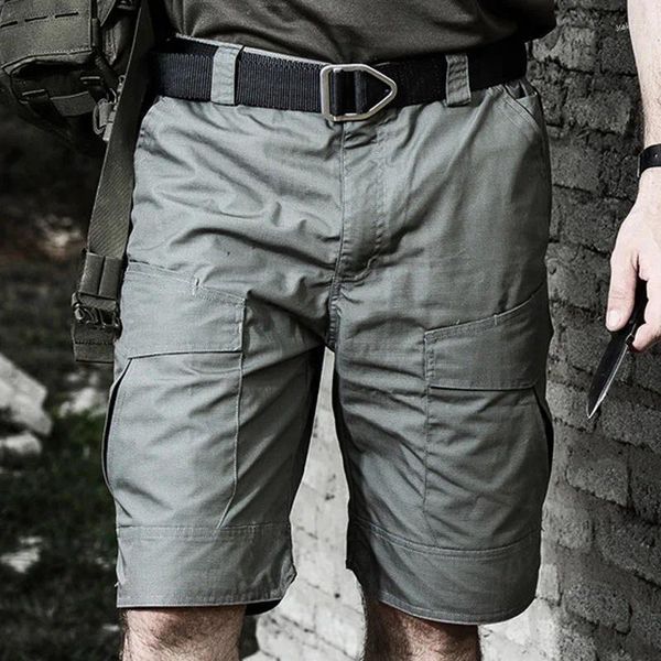 Pantalones cortos para hombres Cargo militar Hombres Verano Impermeable Multi-Bolsillo Conmutar Táctico Corto Hombre Senderismo al aire libre Caza Ejército Pantalones de combate