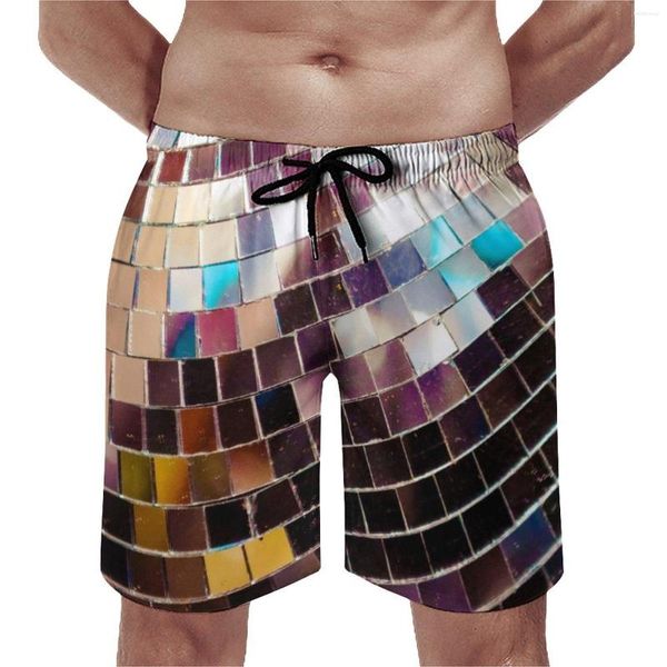 Short pour hommes miroir Disco Ball Board paillettes imprimé confortable taille élastique courte surdimensionné maillot de bain hommes