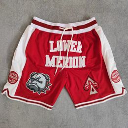 Heren Shorts MM MASMIG Kastanjebruin Lagere Merion High School Basketbal Shorts Embroideried Bryant Street Style Trainingsbroek 230707