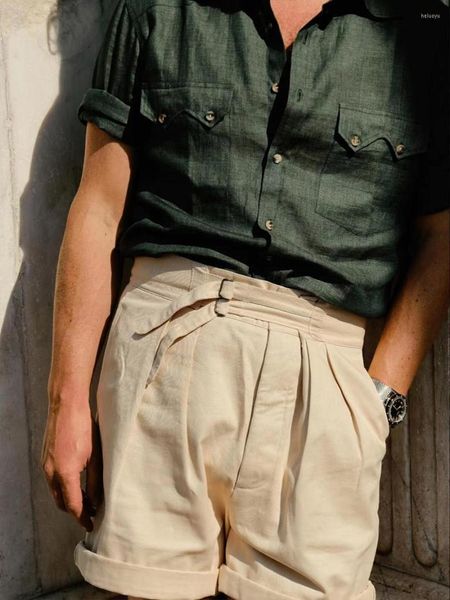 Short homme modifié GURKHA Style italien rétro seconde guerre mondiale marine boutonnières homme ample jambe large quart pantalon Cargo armée Bermudes