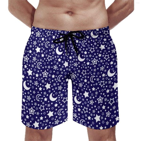 Shorts pour hommes Moon and Stars Board Hommes Cartoon Night Sky Short Qualité Taille élastique Pantalon Plus Taille