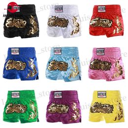 Heren shorts muay thai shorts heldere kleuren boks shorts heren vrouwen kind 2024 nieuwe sportschool vechtsporten grapping kooi vechten kickboksbroek t240419
