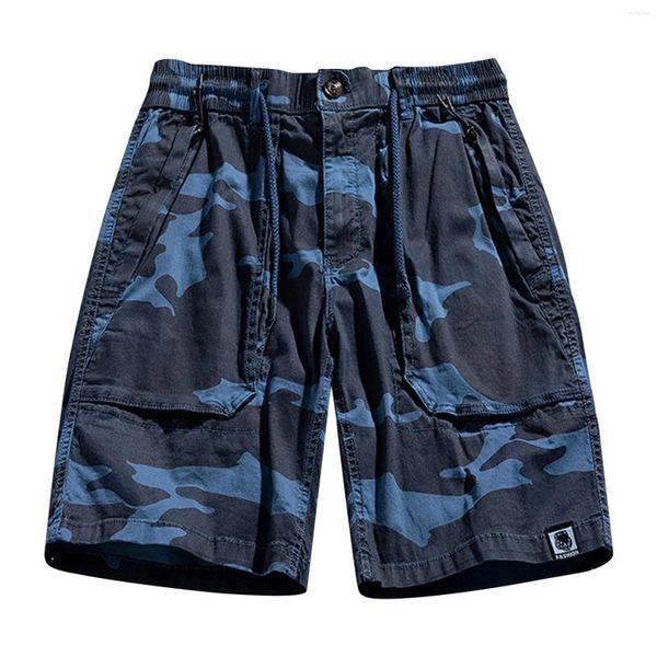 Short Homme Multi poche mince Camouflage mode Cargo Pantalon taille élastique bouton Homme été Pantalon Pantalon Homme