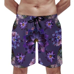 Shorts pour hommes Mystical Lotus Flower Mandala Board Summer Spiritual Floral Print Running Beach Short Pants Fast Dry Design Trunks