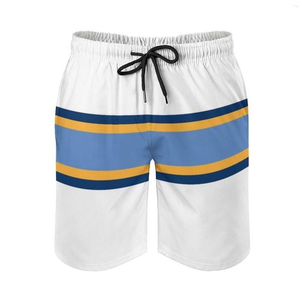 Pantalones cortos para hombre Azul marino, dorado, azul, blanco, Power Stripe, bañadores de playa para hombre con bolsillos, forro de malla, surf, Atlanta Atl