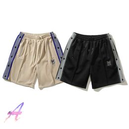 Heren Shorts Naalden AWGE Shorts Geborduurde Vlinder Knop Streep Track Rijbroek Mannen Vrouwen Naalden Shorts T221129