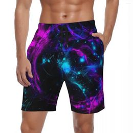 Heren shorts Neon Galaxy Board zomer paarse en blauwe sportstrand korte broek man Fast Dry Casual Pattern Plus Size Trunks