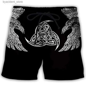 Shorts pour hommes nouveau 3D imprimé Viking mode hommes uniforme d'athlétisme col rond hip-hop shorts grande taille S-7XL L240320