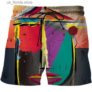 Shorts pour hommes New Art Graffiti Graphics 3D Print Summer Shorts pour hommes Shorts de natation à séchage rapide surdimensionnés pantalons de plage décontractés tendance hommes vêtements Y240320