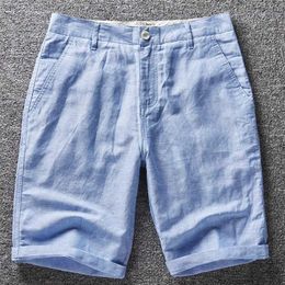 Shorts masculinos novo design estilo francês marca casual curto masculino linho sólido shorts masculino algodão confortável e respirável bermuda masculina j240124