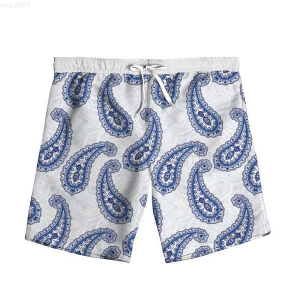 Shorts para hombres NUEVA Moda Moda 3D PAISLEY BANDANA Mujeres Men Summer Beach Shorts sueltos Pantalones Poliéster Plus Tamaño S-7xl L230725