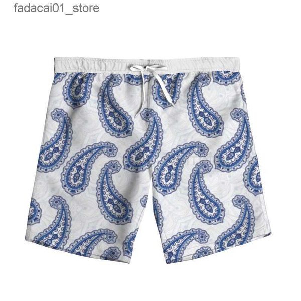 Pantalones cortos para hombres Nueva moda Impresión 3D Paisley Bandana Para mujer Playa de verano Pantalones cortos sueltos Pantalones casuales Poliéster Tallas grandes S-7XL Q240229