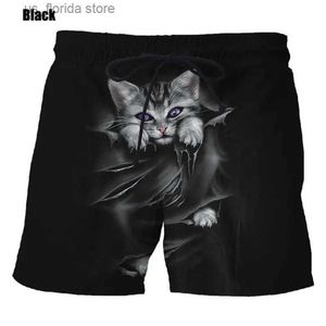 Shorts pour hommes Nouvelle mode mignon chat graphique conseil Shorts pour hommes 3D imprimé décontracté unisexe drôle Animal plage maillots de bain hommes troncs Y240320