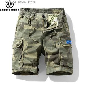 Heren shorts nieuwe mannen zomer buiten vrije tijd camouflage comfortabele shorts heren heren elastische taille los rechte hoogwaardige ontwerp shorts mannelijk q240529