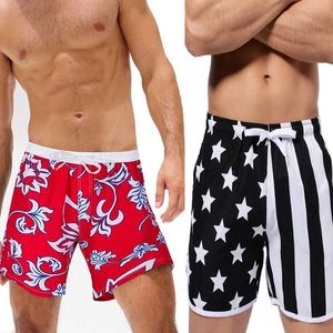 Heren shorts nieuwe heren strandbord shorts sexy zwempak zwempak koffer ons vlag bedrukte zwempak beroemdheden strepen h240508