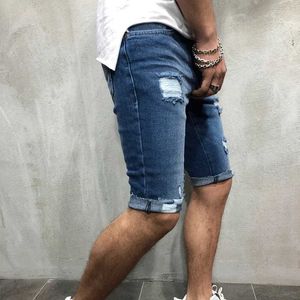 Heren shorts nieuwe heren casual shorts modieuze jeans lange broek destructieve strakke jeans gescheurde jeans versleten jeansl2405