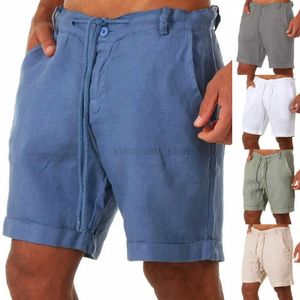 Shorts masculins Nouveaux shorts en lin en coton pour hommes Pantalons masculins de couleur solide respirant simple shorts de fitness en vrac lâche streetwear 240419 240419