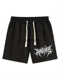 Shorts masculins New Mens Street Style Simple Trendy Casual Solid Black Floral Print Sports DrawStrings H240407