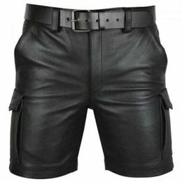 Shorts masculins Nouveaux pantalons en cuir de couleur unie à la couleur