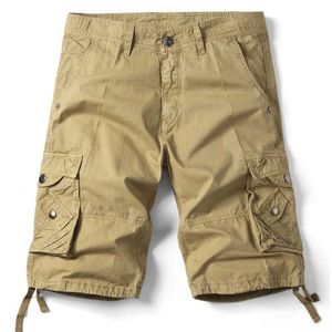 Heren shorts Nieuwe zomerse katoenen goederen Shorts Heren Solid Color Mens Casual Shorts Multi Pocket Militaire goederen Shorts Heren Mens Plus Maat 42 J240507
