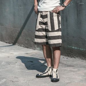 Shorts pour hommes NON STOCK Noir Blanc Prison Striped Vintage Pantalon de travail décontracté pour hommes