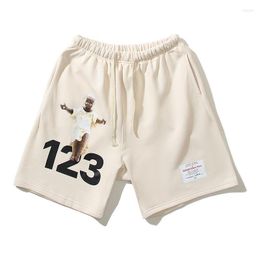 Shorts pour hommes chiffres enfants imprimer cordon décontracté hommes été droit rétro surdimensionné Streetwear genou longueur pantalon