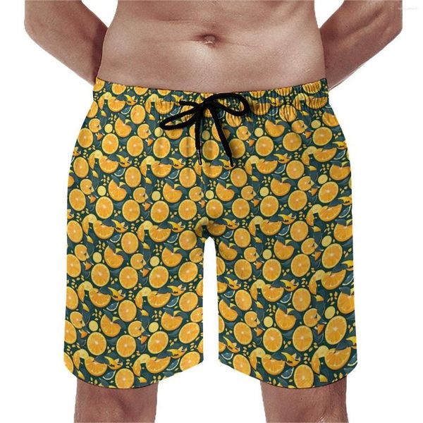 Shorts pour hommes Oranges Tableau d'impression Fruits d'été Sports Fitness Plage Pantalon court Séchage rapide Design de mode Grande taille Maillot de bain