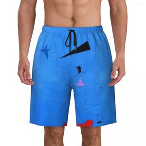Pantalones cortos para hombres Pintura Estrella Azul por Joan Miro Imprimir Hombres Swim Trunks Traje de baño de secado rápido Tablero de playa Arte abstracto Boardshorts