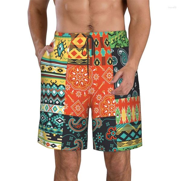 Shorts pour hommes Paisley Crâne coloré Pantalon graphique Impression 3D Hip Hop Y2k Board Summer Hawaii Maillot de bain Cool Surf Swim Trunks