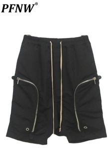 Shorts pour hommes PFNW Shorts homme poches zippées épissage haute rue Streetwear taille élastique solide Style Hip Hop lâche problème hommes 12A1130 G230316
