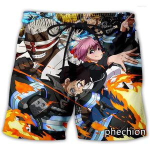 Heren shorts Phechion Men/Women Anime Fire Force 3D Gedrukte Casual Fashion Streetwear Men Loose Sporting A99