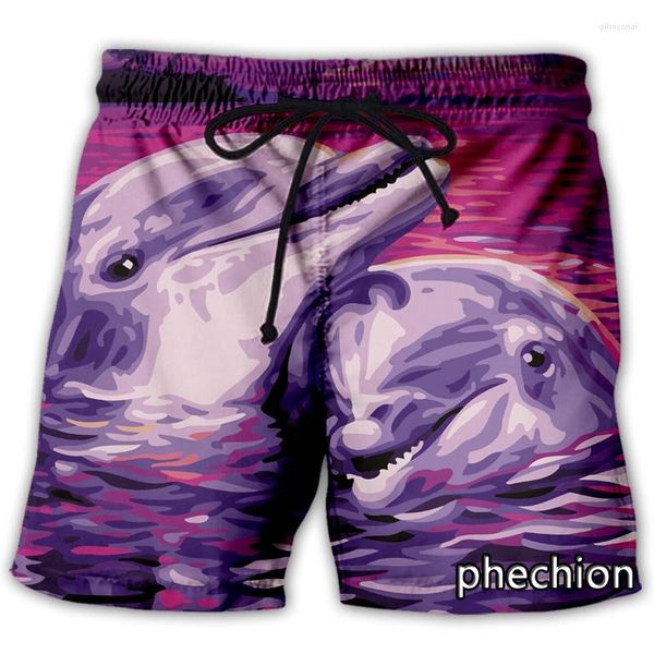 Shorts pour hommes Phechion hommes/femmes coucher de soleil dauphin Art 3D imprimé décontracté mode Streetwear hommes ample sport A284