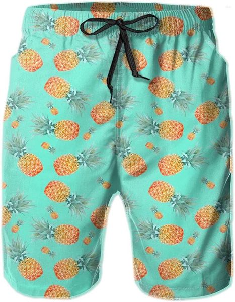 Shorts pour hommes Ananas Mens Swim Quick Dry Summer Beach Trunks Maillots de bain Hawaii Maillots de bain avec poches