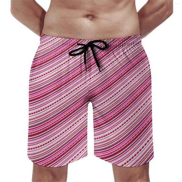 Shorts pour hommes points roses et rayures planches funky nuances imprimer la mode plage pantalon court personnalisé sport coffre confortable cadeau