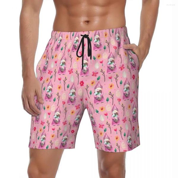 Pantalones cortos para hombre, pantalón corto informal con estampado de tablero del día de Pascua rosa, pantalones cortos deportivos para hombre, bañadores cómodos personalizados para Fitness