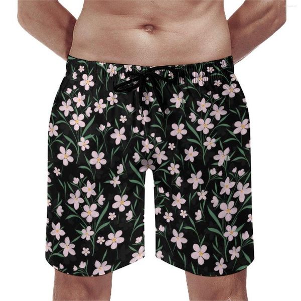 Pantalones cortos para hombre, ropa deportiva con estampado botánico, color rosa, Floral, para gimnasio, Pantalones cortos de playa, bañadores de talla grande con gráficos divertidos de secado rápido