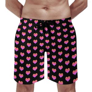 Pantalones Cortos para Hombre Corazones Rosados Estampado Gimnasio Verano Día de San Valentín Deportes Fitness Pantalones Cortos de Playa Hombres Secado rápido Vintage Tallas Grandes Bañadores