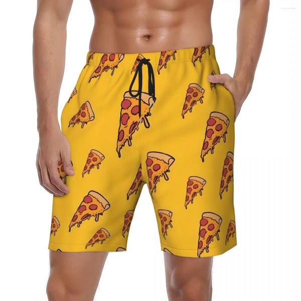 Pantalones cortos para hombre Pizzs Food Tablero gráfico Verano Divertido Hawaii Playa Pantalones cortos Hombres Correr Surf Troncos de secado rápido