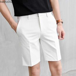 Heren shorts geplooide shorts mannen zomer witte shorts Koreaanse mode casual shorts werk slijtage kleding ademend comfort slank fit bermudas 2022 w0327