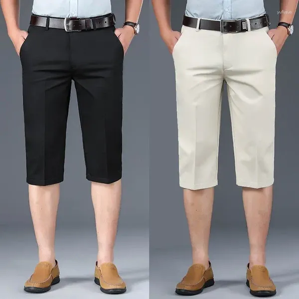 Pantalones cortos para hombres Talla grande 28-42 Hombres Moda de verano Casual Formal Negocio Bermudas Algodón Edad media Padre Pantalones cortos