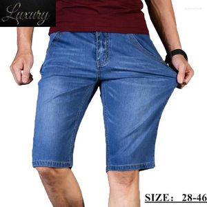 Heren Shorts Plus Size 40 42 44 46 Zomer Dunne Mannen Business Denim Fashion Casual Stretch Slanke Blauwe Jeans korte