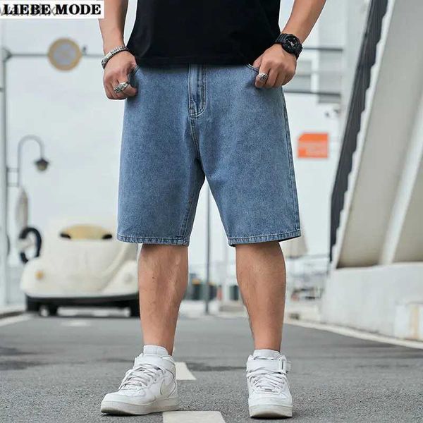 Short masculin plus taille 42 44 46 48 Summer Mens Coton Denim Shorts lâches Straight Knee Short Jeans Fashion Casual Extra Large Clothingl2404