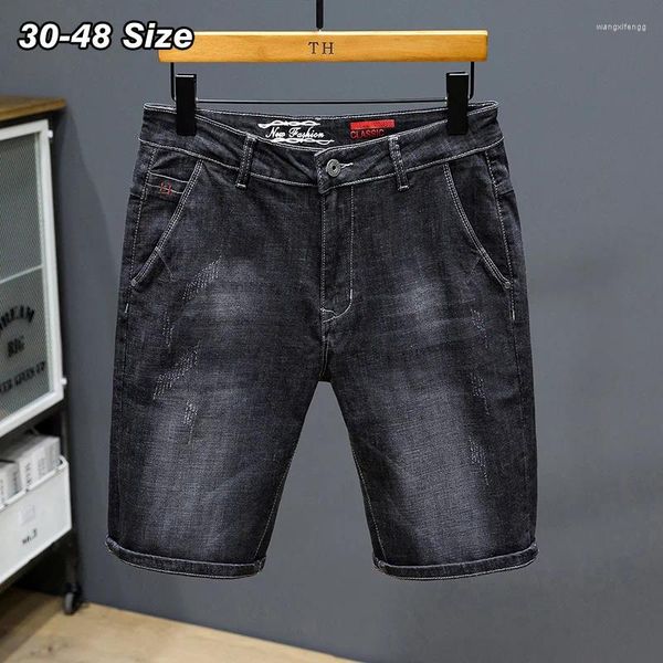 Short homme grande taille 42 44 46 48 été noir Denim régulier droit élasticité jean court mode vêtements de sport