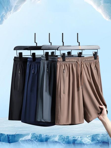 Pantalones cortos para hombre de talla grande 7xl, ropa deportiva de verano de secado rápido para hombre, Bermudas holgadas de nailon elásticas ligeras y transpirables, informales rectas
