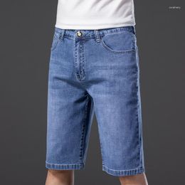 Shorts pour hommes grande taille Denim 42 44 46 été Style classique coupe régulière décontracté coton bleu clair jean court marque masculine