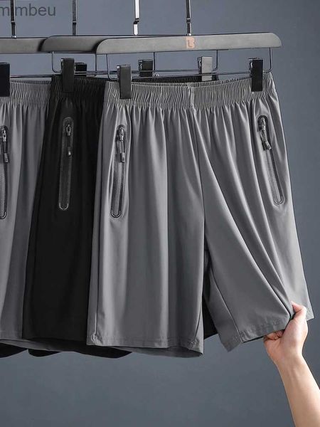 Shorts pour hommes grande taille été nouveaux Shorts séchage rapide glace soie culotte de sport 8xl 6xl grand gris noir Nylon Spandex pantalons courts vêtements pour hommes 240226