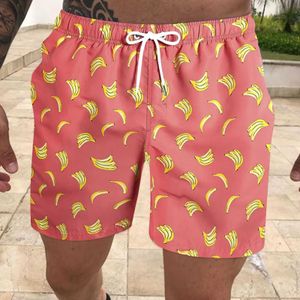 Heren shorts Zak banaan bedrukt heren strandshorts riem badpak heren hardloopsport surfshorts zwembroek Plus size 3XL J240328