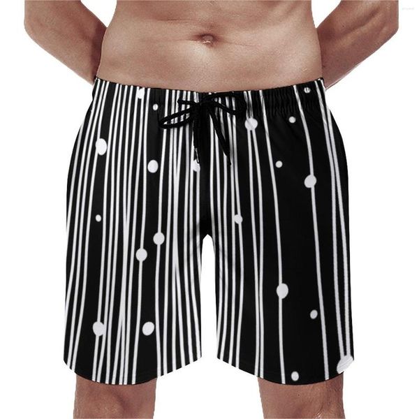 Shorts pour hommes Polka Dots et rayures Board Summer White Line Print Casual Beach Hommes Sports Séchage rapide Maillot de bain imprimé