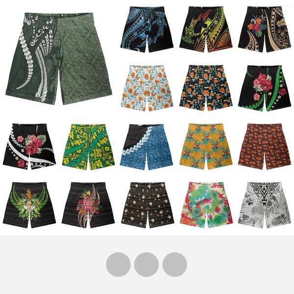 Pantalones cortos para hombres Polinesia Tribal Fijian Totem Tattoo Fiji Impresiones Básicos Hombres Fitness Pantalones de playa Entrenamiento de baloncesto Tendencia callejera